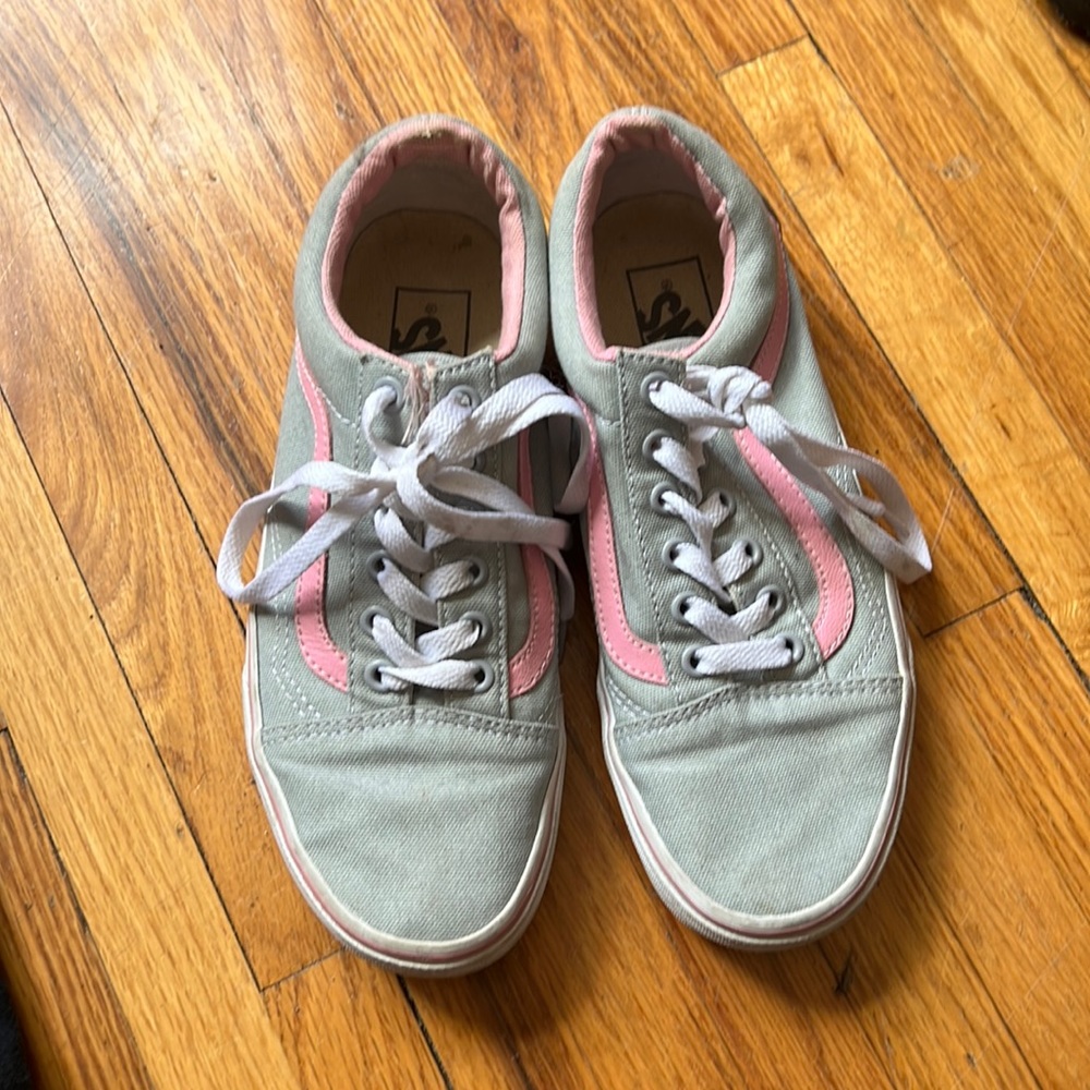 Grey and light pink vans. Size 7